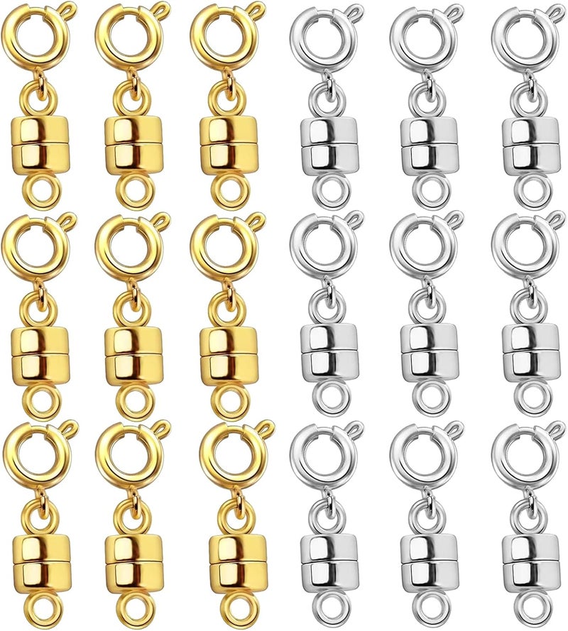 Qulltk Magnetic Necklace Clasps and Closures,Converters Jewelry Clasps for Bracelet Necklaces Chain,Gold and Silver Plated Jewelry Making Necklace Clasps - Image 1